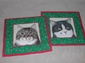  Noël serviettes vertes avec 4 portraits de chats